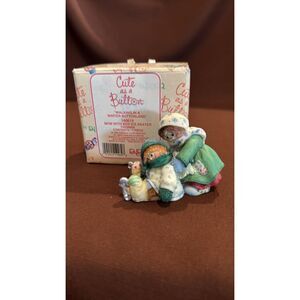 Enesco cute as a button figurine Mom with with boy ice skating